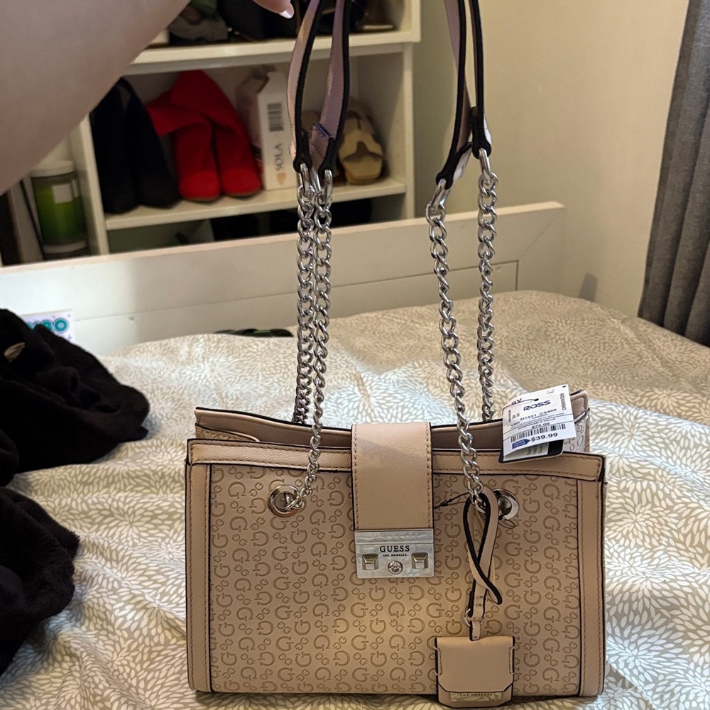 Guess Beige and Brown Shoulder Bag